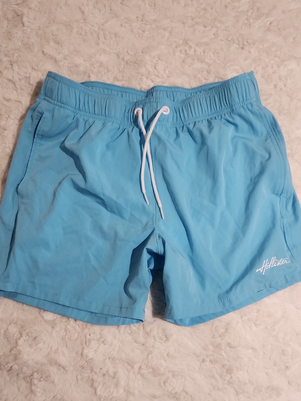 Hollister Bright Sky Blue Elastic-Waist Swim Shorts